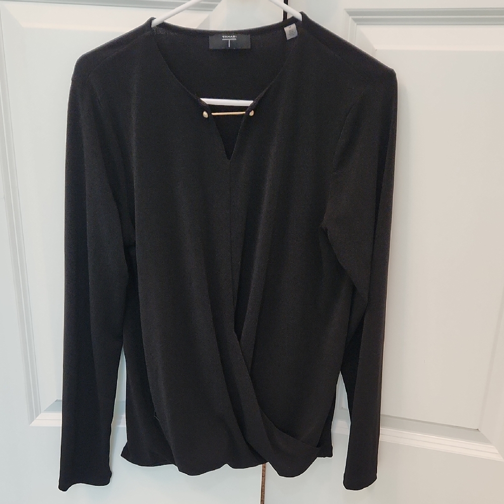 Tahari Black Long Sleeve Blouse